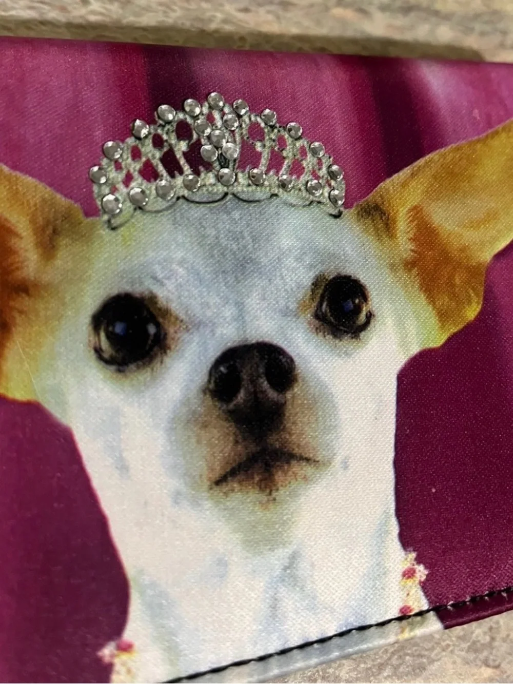 Chihuahua Dog Princess Tiara Trifold Wallet with Bling